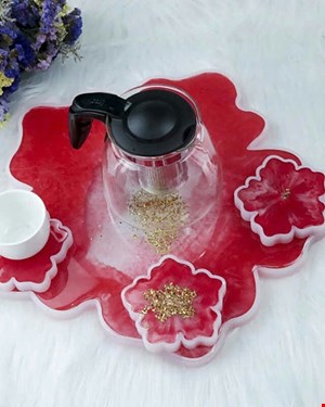 ست سینی و زیر لیوانی (طرح شکوفه)